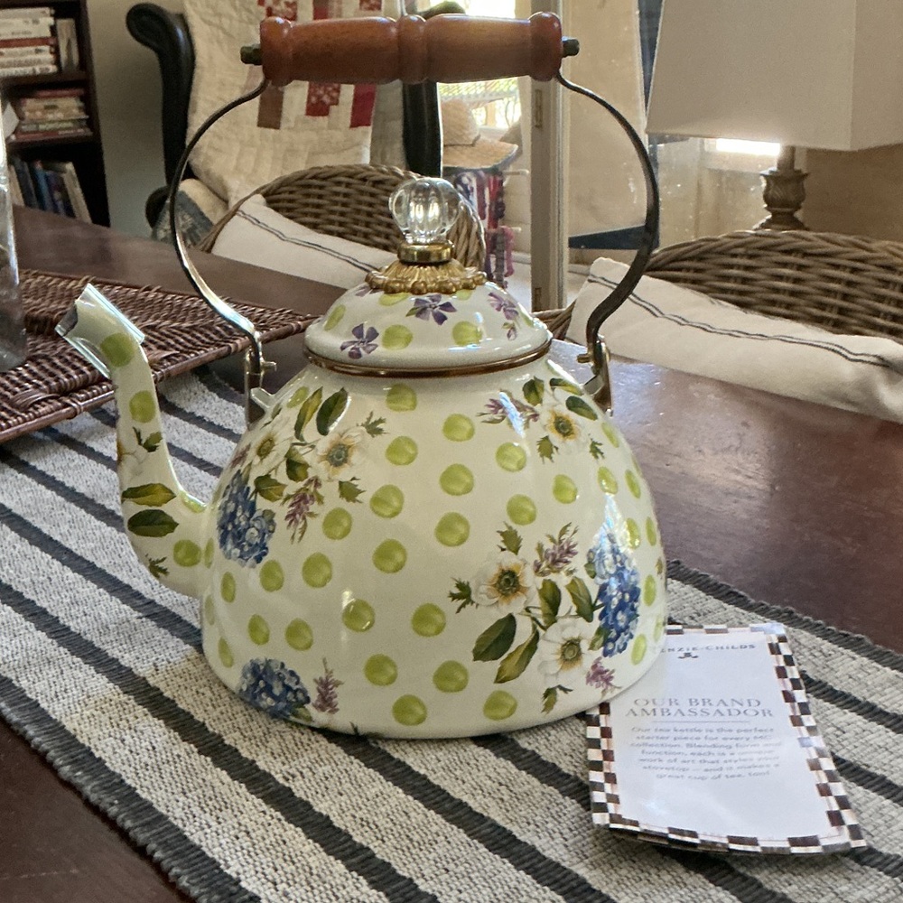 NEW MacKenzie-Childs Wildflower 3 Qt tea kettle